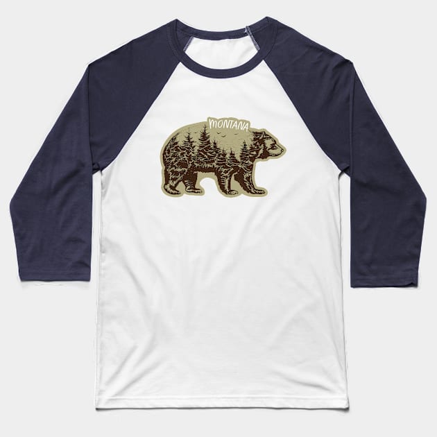 Mountain Grizzly Bear Montana Sticker Baseball T-Shirt by sentinelsupplyco